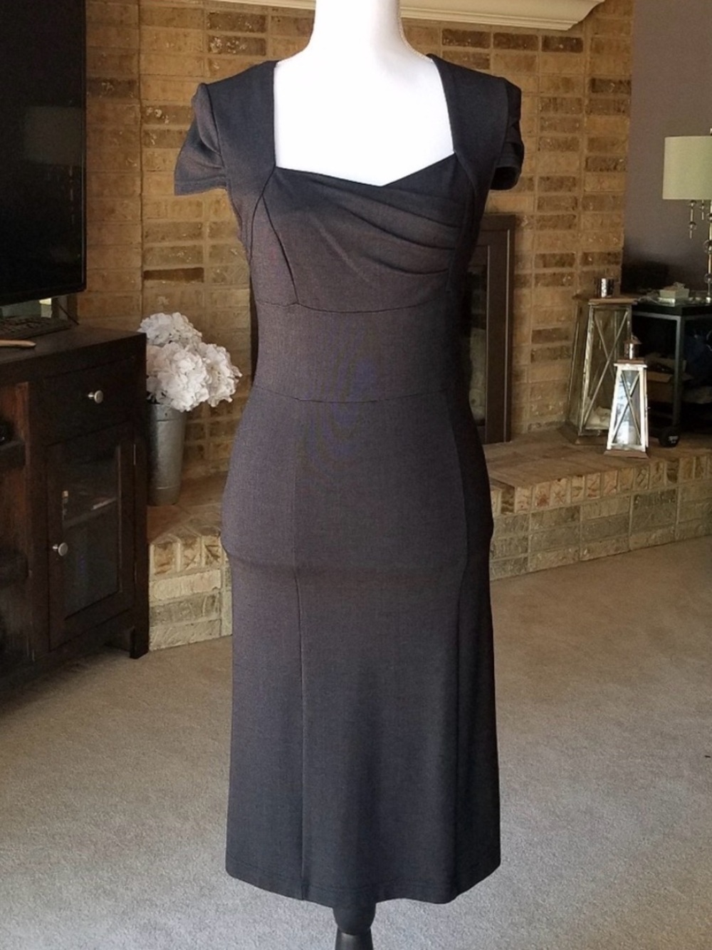 Grey Midi Sweetheart Neckline Dress from Europe